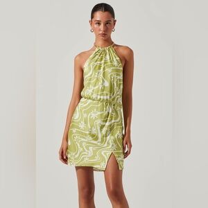 QUINTA RETRO FLORAL HALTER MINI DRESS